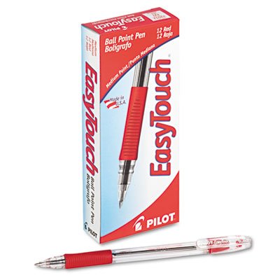 Pilot EasyTouch Ball Point Stick Pen, Red Ink, 1mm, Dozen PIL32012
