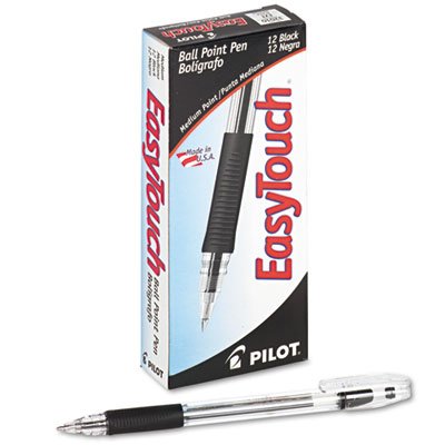 Pilot EasyTouch Ball Point Stick Pen, Black Ink, 1mm, Dozen PIL32010