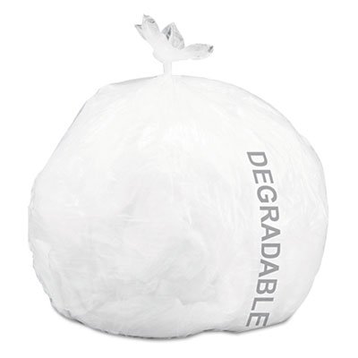 Stout Eco-Degradable Plastic Trash Garbage Bag, 13gal, .70 mil, 24x30, White, 120/Box STOG2430W70