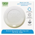 EcoLid 25% Recy Content Hot Cup Lid, White, Fits 8oz Hot Cups, 100/PK, 10 PK/CT ECOEPHL8WR