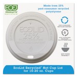 Eco-Products EcoLid 25% Recy Content Hot Cup Lid, White, F/10-20oz, 100/PK, 10 PK/CT ECOEPHL16WR