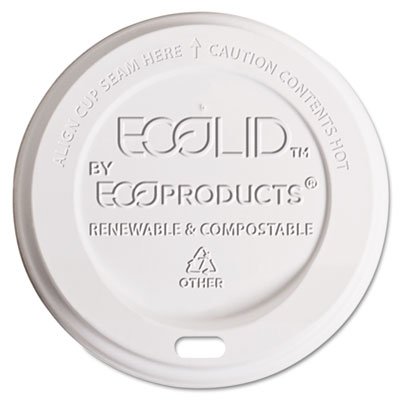 Eco-Products EcoLid Renewable/Compostable Hot Cup Lids, Fits 8 oz Hot Cups, 50/PK, 16 PK/CT ECOEPECOLID8