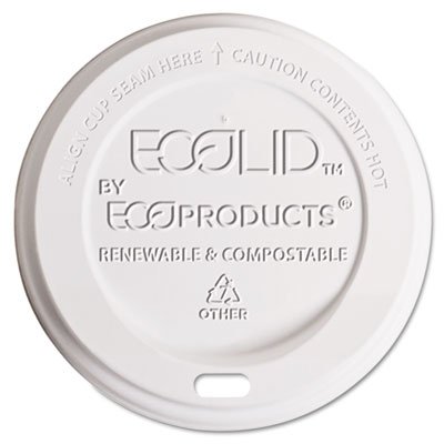 Eco-Products EcoLid Renewable/Compostable Hot Cup Lid, Fits 10-20oz Hot Cups, 50/PK, 16 PK/CT ECOEPECOLIDW