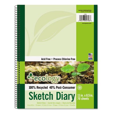 Pacon Ecology Sketch Diary, 8-1/2" x 11", Unruled, White, 70 Sheets, 1 Pad PAC4798