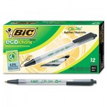 BIC CSEM11-BK Ecolutions Clic Stic Retractable Ballpoint Pen, 1mm, Black Ink, Clear Barrel, Dozen BICCSEM11BK