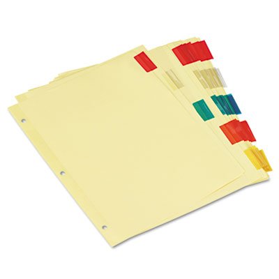 UNV21870 Economical Insertable Index, Multicolor Tabs, 5-Tab, Letter, Buff, 6 Sets/Pack UNV21870