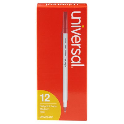 UNV27412 Economy Ballpoint Stick Oil-Based Pen, Red Ink, Medium, Dozen UNV27412