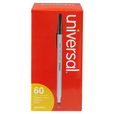 UNV15613 Economy Ballpoint Stick Oil-Based Pen, Black Ink, Medium, 60/Pack UNV15613