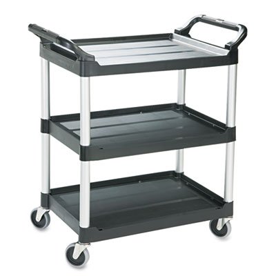 FG342488BLA Economy Plastic Cart, Three-Shelf, 18-5/8w x 33-5/8d x 37-3/4h, Black RCP342488BLA