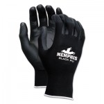 Economy PU Coated Work Gloves, Black, Small, 1 Dozen CRW9669S
