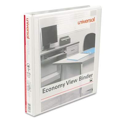 UNV20962CT Economy Round Ring View Binder, 1" Capacity, White, 12/Carton UNV20962CT