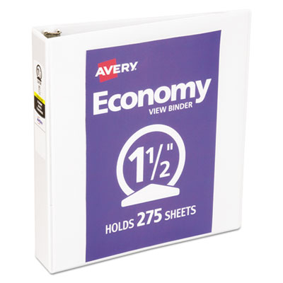 Avery Economy View Binder with Round Rings , 3 Rings, 1.5" Capacity, 11 x 8.5, White, (5726) AVE05726