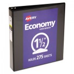 Avery Economy View Binder with Round Rings , 3 Rings, 1.5" Capacity, 11 x 8.5, Black, (5725) AVE05725