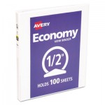 Avery Economy View Binder with Round Rings , 3 Rings, 0.5" Capacity, 11 x 8.5, White, (5706) AVE05706