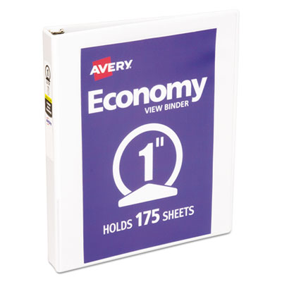 Avery Economy View Binder with Round Rings , 3 Rings, 1" Capacity, 11 x 8.5, White, (5711) AVE05711