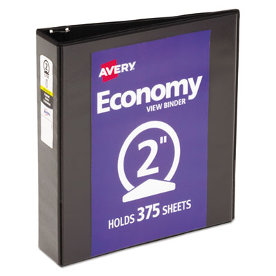 Avery Economy View Binder with Round Rings , 3 Rings, 2" Capacity, 11 x 8.5, Black, (5730) AVE05730