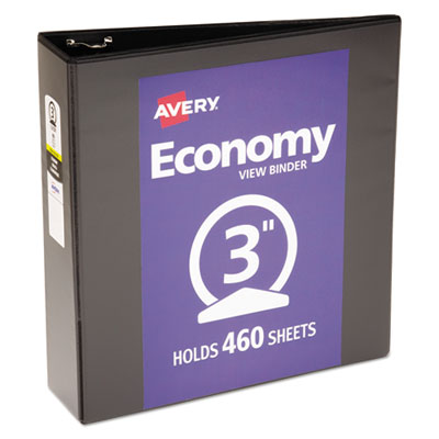 Avery Economy View Binder with Round Rings , 3 Rings, 3" Capacity, 11 x 8.5, Black, (5740) AVE05740