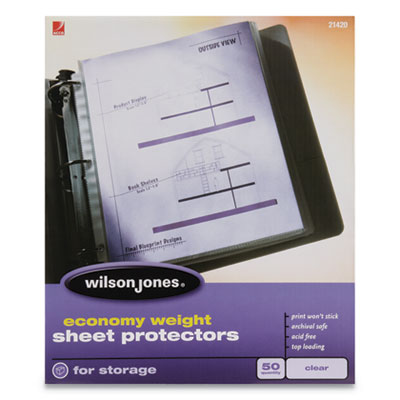 Wilson Jones WLJ21420 Economy Weight Top-Loading Sheet Protectors, Letter, 50/Box WLJ21420