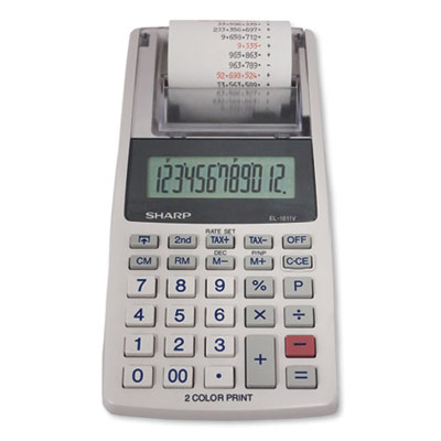 Sharp EL-1611V Printing Calculator, Black/Red Print, 2 Line/Second SHREL1611V