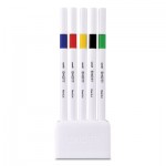 Uni-Ball EMOTT Porous Point Pens, Fine 0.4 mm, Assorted Ink, White Barrel, 5/Set UBC24828