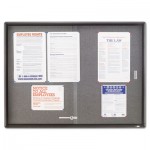 Quartet Enclosed Bulletin Board, Fabric/Cork/Glass, 48 x 36, Gray, Aluminum Frame QRT2364S