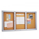 Quartet Enclosed Bulletin Board, Natural Cork/Fiberboard, 72 x 36, Silver Aluminum Frame QRT2366