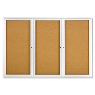 Quartet Enclosed Bulletin Board, Natural Cork/Fiberboard, 72 x 48, Silver Aluminum Frame QRT2367