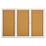 Quartet Enclosed Bulletin Board, Natural Cork/Fiberboard, 72 x 48, Silver Aluminum Frame QRT2367