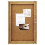 Quartet Enclosed Bulletin Board, Natural Cork/Fiberboard, 24 x 36, Oak Frame QRT363