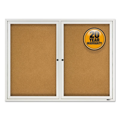 Quartet Enclosed Cork Bulletin Board, Cork/Fiberboard, 48" x 36", Silver Aluminum Frame QRT2124