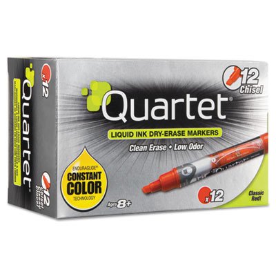 Quartet 5001-4MA EnduraGlide Dry Erase Marker, Chisel Tip, Red, Dozen QRT50014M