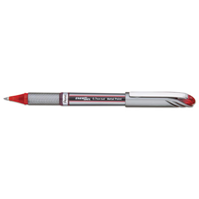 Pentel EnerGel NV Stick Gel Pen, 0.7mm Metal Tip, Red Ink/Barrel, Dozen PENBL27B