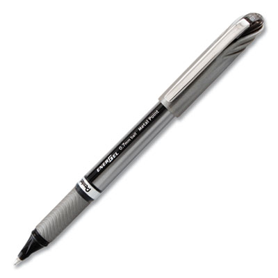 Pentel EnerGel NV Stick Gel Pen, 0.7 mm Metal Tip, Black Ink, Gray Barrel, Dozen PENBL27A