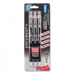 Pentel EnerGel PRO Retractable Gel Pen, Medium 0.7mm, Black Ink/Barrel, 3/Pack PENBLP77BP3A