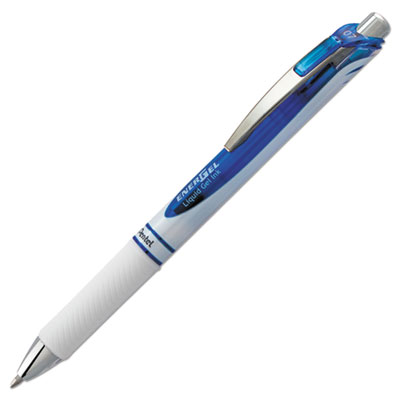 Pentel EnerGel RTX Retractable Gel Pen, 0.7 mm, Blue Ink, White/Blue Barrel PENBL77PWC