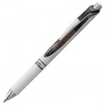 Pentel EnerGel RTX Retractable Gel Pen, 0.7 mm, Black Ink, White/Black Barrel PENBL77PWA