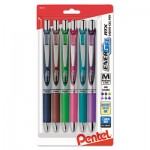 Pentel EnerGel RTX Retractable Gel Pen, Medium 0.7 mm, Assorted Ink/Barrel, 6/Pack PENBL77BP6M1