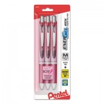 Pentel EnerGel RTX Retractable Gel Pen, Medium 0.7 mm, Black Ink, Pink Barrel, 3/Pack PENBL77PBP3ABC