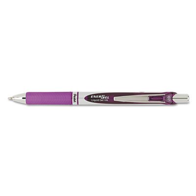Pentel EnerGel RTX Retractable Liquid Gel Pen, .7mm, Black/Gray Barrel, Violet Ink PENBL77V