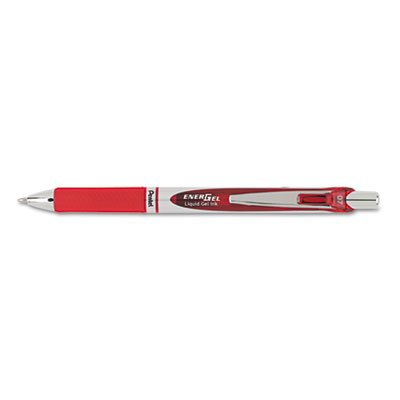 Pentel EnerGel RTX Retractable Liquid Gel Pen, .7mm, Black/Gray Barrel, Red Ink PENBL77B