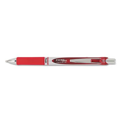 Pentel EnerGel RTX Retractable Liquid Gel Pen, .7mm, Black/Gray Barrel, Red Ink PENBL77B
