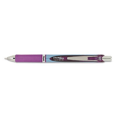 Pentel EnerGel RTX Retractable Liquid Gel Pen, .7mm, Needle, Bk/Gray Barrel, Violet Ink PENBLN77V