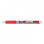 Pentel EnerGel RTX Retractable Liquid Gel Pen, .7mm, Needle, Black/Gray Barrel, Red Ink PENBLN77B