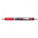 Pentel EnerGel RTX Retractable Liquid Gel Pen, .5mm, Silver/Red Barrel, Red Ink PENBLN75B