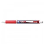 Pentel EnerGel RTX Retractable Liquid Gel Pen, .5mm, Silver/Red Barrel, Red Ink PENBLN75B