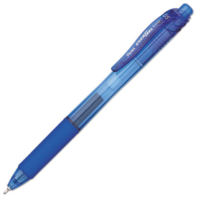 Pentel EnerGel-X Retractable Gel Pen, 0.5 mm Needle Tip, Blue Ink/Barrel, Dozen PENBLN105C