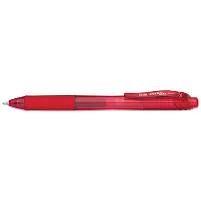 Pentel EnerGel-X Retractable Gel Pen, 0.5 mm Needle Tip, Red Ink/Barrel, Dozen PENBLN105B