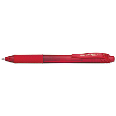 Pentel EnerGel-X Retractable Gel Pen, 0.7 mm Metal Tip, Red Ink/Barrel, Dozen PENBL107B