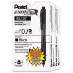 Pentel EnerGel-X Retractable Gel Pen, 0.7 mm Metal Tip, Black Ink/Barrel, 24/Pack PENBL107ASW2