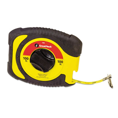 Great Neck English Rule Measuring Tape, 3/8" x 100ft, Steel, Yellow GNS100E